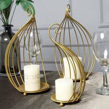 Gold Bird Cage Candle Holder Hanging Wrought Iron Candle Holder Set For Centerpieces Set Of 3 Metallic Gold Bird Cage Candle Holder Set Wrought Iron Candle Holders Iron Candle Holders Wrought Iron Candle