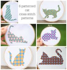This is a used pattern i am selling to reduce my stash of stitching stuff! 6 Patterned Cat Cross Stitch Patterns Catholic Sprouts