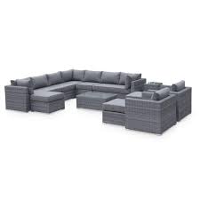 Caractéristiques des fauteuils de jardin encastrables longueur 55 cm x profondeur 55 cm x hauteur 68 cm épaisseur du coussin 5 cm structure acier de section carrée de 20x20mm revêtement résine tressée finition de la structure en. Salon De Jardin 12 Places Leroy Merlin