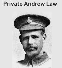 Today October 9th we remember another Crossford man who made the ultimate  sacrifice Private Andrew Law Andrew was born in 1885 to John and Margaret  Law, Nethanfoot, Crossford. Andrew was a coal