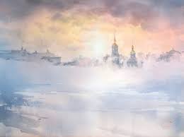 там на небе только и разговоров что о море Tatyana Furso Art Aquarelle Brumes Paysage