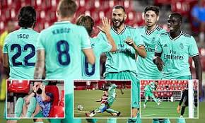 Free kick for real madrid in the half of granada cf. Granada 1 2 Real Madrid Zinedine Zidane S Side One Win From First Laliga Title Since 2017 Daily Mail Online