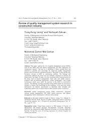 Total quality management (tqm), adalah suatu konsep manajemen yang telah dikembangkan sejak lima puluh tahun lalu yang diambil dari berbagai praktek manajemen, usaha peningkatan dan pengembangan produktivitas. Pdf Review Of Quality Management System Research In Construction Industry