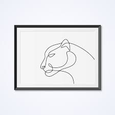 Printable Abstract Panther Line Drawing One Line Art Panther Etsy Abstract Line Art Line Art Drawings Animal Wall Art