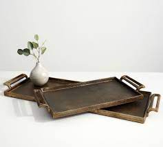 Legere solid wood serving decorative tray. Long Metal Decorative Tray Pottery Barn