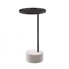 Dark Bronze Round Metal Top White Marble Base Martini Accent Side Table In 2020 Accent Side Table Side Table Modern Side Table