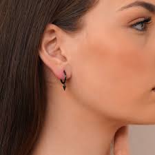 Spike Hoops Earrings, Dangling Spike Dagger Huggie Hoop Earrings in  Sterling Silver, Gold Silver Hoop Earrings, Dangle Earring, Gift for Her