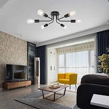 Beleuchtungssysteme wohnzimmer living room lighting furnishings interior design kleine räume gestalten so wirken größer paulmann licht die richtige beleuchtung im wie sie ihr ideal in szene setzen designermöbel von smow de beleuchtung. H W S Deckenlampe Vintage Metall Deckenleuchte Moderner Stil Kronleuchter 6 Licht Deckenbeleuchtung Deckenstrahler Fur Esszimmer Wohnzimmer Foyer Kinderzimmer Schlafzimmer Bad Schwarz Amazon De Beleuchtung