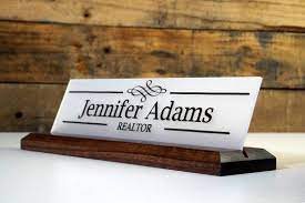 Free shipping on orders over $25 shipped by amazon. Desk Sign And Acrylic Name Plate Personalized Wood Professional Sign 10 X 2 5 In 2021 Desk Sign Name Plate Desk Name Plates