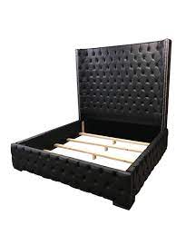 Universal bed frame with rug rollers, king. Black Bed Black King Size Tufted Bed Faux Leather Black Queen Etsy