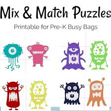 Each puzzle has 7 to 18 . Pre K Mix And Match Puzzles Monsters Making Life Blissful