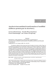 PDF) Agrobacterium-mediated transformation of modified antifreeze protein  gene in strawberry