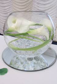 Goldfish Bowl With Calla Lily And Lights For Wedding Table Decoration Wedding Table Centres Flower Table Decorations Calla Lily Centerpieces