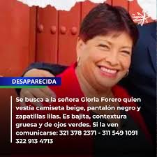 🛑 DESAPARECIDA 🛑 📌 Se busca a la señora Gloria Forero quien vestía  camiseta beige, pantalón negro y zapatillas lilas. Es bajita, contextura  gruesa y de ojos verdes. Si la ven comunicarse: ✓ 321 378 2371 ✓ 311 549  1091 ✓ 322 913 4713 #serviciosocial