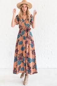 Alluring Apricot Floral Maxi Dress Maxi Dress Dresses White Maxi Dresses