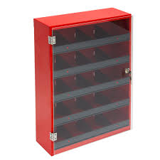 Biete großes, gebrauchtes regal mit 2 klapptüren und einer schublade an. Adb Kleinteile Regal H700xb500xt167 Mm 20 Facher Rot Ral 3020 Inkl Glastur Detec Handel De
