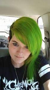Green Hair With Black Half Shave Shaved Hair Green Hair Hair