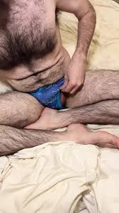 Skinny Hairy White Guy Laying on the Bed Teases Bushy Pubic Hair in Small  Blue Undies until the Camera Falls Down: Gay Porn