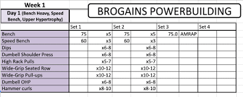 Professional workout template format excel, word and pdf, is a complete schedule sheet for the gyms and. Brogains 10 Week Powerbuilding Program Spreadsheet 4 Day 2021 Lift Vault