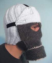 This hand knit balaclava/ski mask/superhero mask is perfect for those who are bored with wearing a. Knitted Gas Mask Knitted Hats Knitting Creative Knitting
