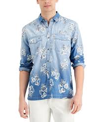 Shop online our patterned casual shirts for men. Inc International Concepts Inc Men S Regular Fit Ombre Floral Print Denim Shirt Created For Macy S Reviews Casual Button Down Shirts Men Macy S