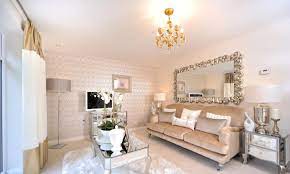 Interior Designed Living Room Using Soft Blush Pink Mink And Cream Colour Scheme Metallic Wall Pape Silver Living Room Classic Living Room Brown Living Room