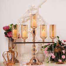 ¦ 8.1cm, h 10cm r. 24 Tall 5 Arm Gold Metal Candle Stand Candelabra With Glass Tubes Clear Crystal Pendants Metal Candle Stand Candle Stand Candle Holders