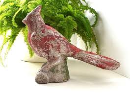 Vintage Concrete Bird Cardinal Garden Statue Vintage Concrete Etsy Concrete Garden Ornaments Concrete Garden Garden Ornaments