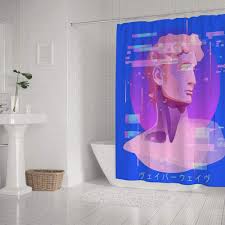 Amazon.com: Kuizee Cortina de ducha impermeable con escultura de David,  estilo vaporwave brillante, colores neón, cortinas de baño, decoración de  ...