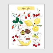 Fruits De Saison Les Quatre Saisons Illustration Aquarelle Etsy Watercolor Fruit Fruit Painting Spring Fruit