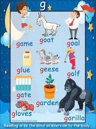 Tracing the uppercase and lowercase letter g in this printable worksheet. G Words Phonics Poster Free Printable Ideal For Phonics Practice