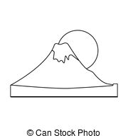 Mount Fuji Icon In Outline Style Isolated On White Background Japan Symbol Stock Rastr Illustration Mount Fuji Icon In Canstock