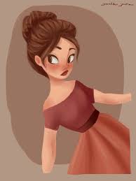 susses madchen mit eleganter frisur langen braunen haaren und braunen augen rotes kleid wallpaper designs digital art girl girl sketch art girl