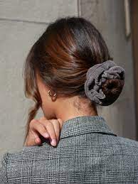 Chouchou Velours Cotele Gris Gabie Cheveux Coiffure Accessoires Cheveux