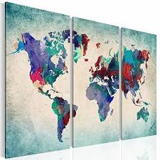 Xxl Format Bilder Kunstdrucke Prestigeart 1051339a Weltkarte Bild Auf Leinwand Coloured World 120 X 80 Cm Fertig Au Weltkarte Kunst Kartenkunst Weltkarte