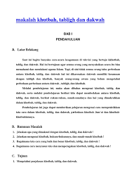 Khutbah harus ada mimbar, sedangkan tabligh dan dakwah tidak perlu mimbar. Makalah Khutbah Tabligh Dan Dakwah
