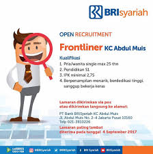 Info loker bandung maret 2021 lulusan sma, smk, d3, s1, s2, s3, lowongan kerja bandung maret 2021 terupdate dan terpercaya. Lowongan Kerja Lowongan Kerja Sebagai Frontliner Bank Brisyariah