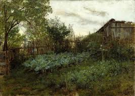 Adolph Menzel Der Hintergarten 1850 1860 Schilderij Moestuin