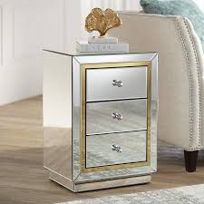 Mirror nightstand the mirror guide. Laila Gold Trimmed Mirrored 3 Drawer Side Table 37v54 Lamps Plus