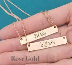 Rose Gold Initial Necklace Amazon Underneath Jewellery Box Prouds Jewellery Stores Eastgardens Where Big Sis Necklace Bar Necklace Rose Gold Lil Sis Necklace