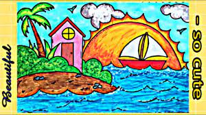 draw a beautiful landscape step by step رسم منظر طبيعي سهل جدا وكيوت painting art