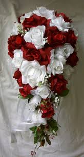 Silk Cascade Red And White Bridal Wedding By Victoriasilkdesigns Red Bouquet Wedding Red Bridal Bouquet Rose Bridal Bouquet