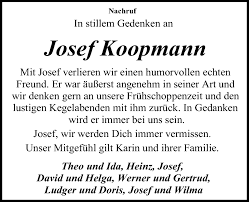 Traueranzeigen von Josef Koopmann