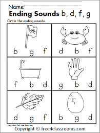 free ending sounds worksheet b d f g free4classrooms