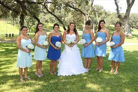 Davids Bridal Blue In Real Life Capri Horizon And Cornflower Davids Bridal Bridesmaid Dresses Blue Bridesmaids Junior Bridesmaid Dresses