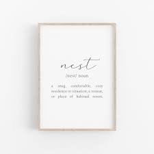 Nest Definition Printable Home Sign Family Wall Decor Quote Wall Art Definition Print Definition Poster D Wall Art Quotes Family Wall Decor Unusual Words