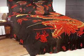 Duvet cover set (without comforter). Creative Dragon Schlafzimmer Sets Tlg Schwarz Gold Red Dragon Palace Jacquard Troster Set Bett In Einem Schlafzimmer Dragon Bedding Bed Comforter Bedding Sets