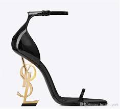 2019 Gold Patent Leather Heel Fashion Bridal Wedding Shoes Modest Fashion Eden High Heel Women Party Evening Party Dress Shoes 10cm Heel Flower Girl