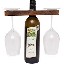 Wine racks and bottle holders can be made of a variety of woods, iron, stainless steel, glass, plastic, or a combination of any of the materials listed. Amazon Com Gocraft Wine Bottle Glass Holder Handmade Antique Wood Stand For Wine For Two Glasses Bottle Home Kitchen