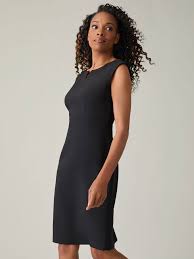 Split Neck Sheath Dress in Black | Kasper